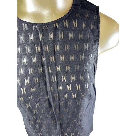 Fossil small black sheer sleeveless relaxed fit boxy top night out - Picture 2 of 9